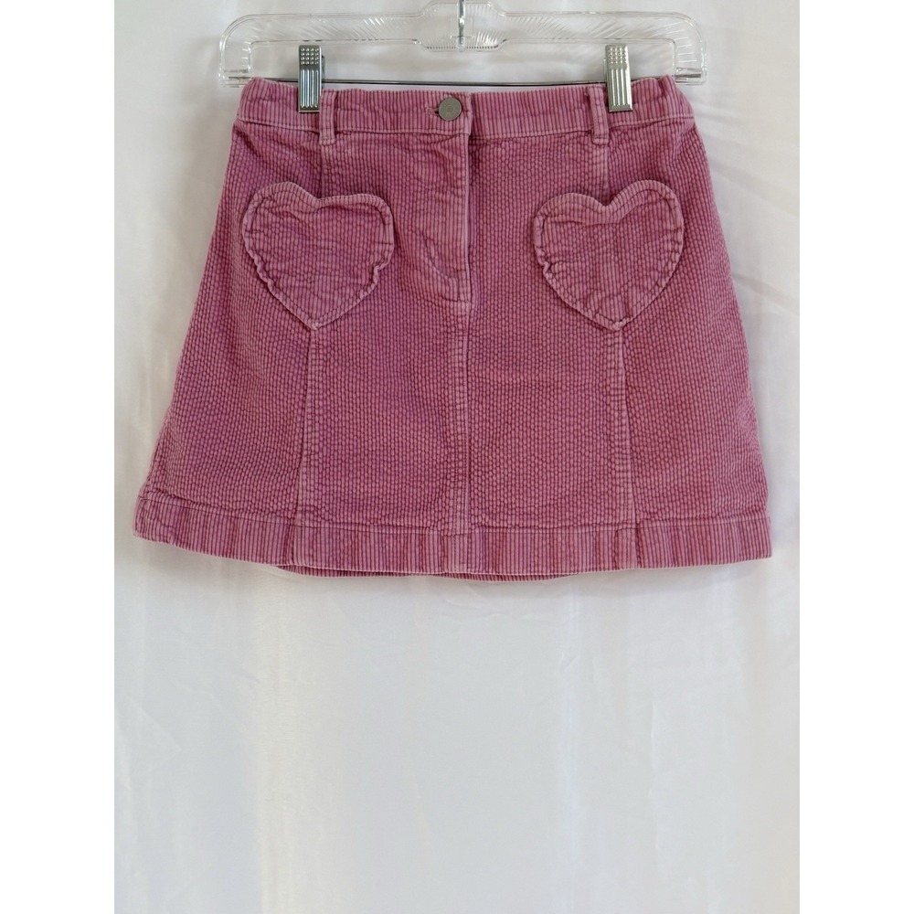 Crewcuts Girls Pink Corduroy Mini  Size 14 Heart Pockets Zip Belt Loops Y2K